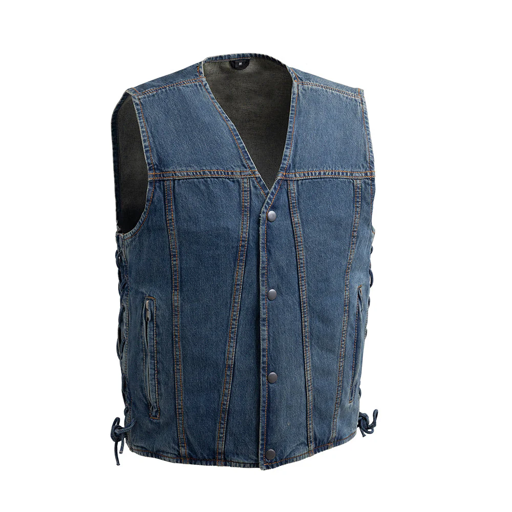 denim motorcycle vest